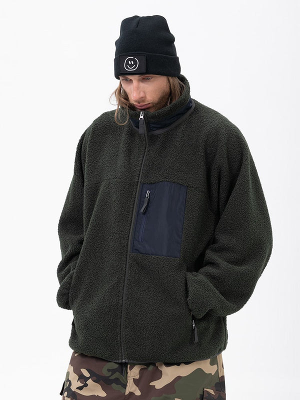 Veste polaire chaude zippée intégrale en fausse fourrure sherpa pour homme, idéale pour la montagne