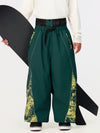 Pantalon de jogging ample de ski pour homme, style graffiti, avec empiècements colorés et bandes réfléchissantes.
