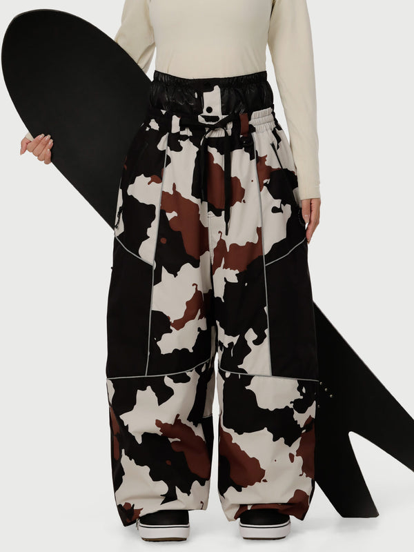 Pantalon de neige super ample Wild Motion pour femme, multipoches, à blocs de couleurs réfléchissants.