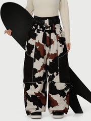 Pantalon de neige super ample Wild Motion pour femme, multipoches, à blocs de couleurs réfléchissants.