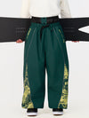 Pantalon de jogging ample de ski pour homme, style graffiti, avec empiècements colorés et bandes réfléchissantes.
