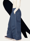Pantalon de ski en denim brut à rivets pour femme – Coupe oversize avec double poche arrière