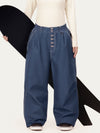 Pantalon de ski en denim brut à rivets pour femme – Coupe oversize avec double poche arrière