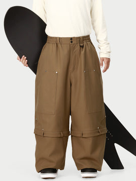 Pantalon de neige cargo utilitaire UrbanCraft pour homme, à double genouillère et empiècements renforcés par rivets