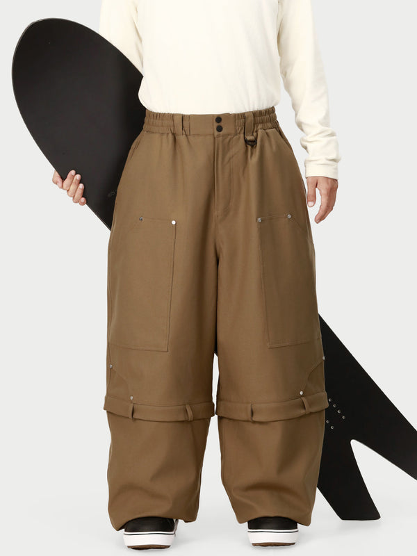 Pantalon de neige cargo utilitaire UrbanCraft pour homme, à double genouillère et empiècements renforcés par rivets