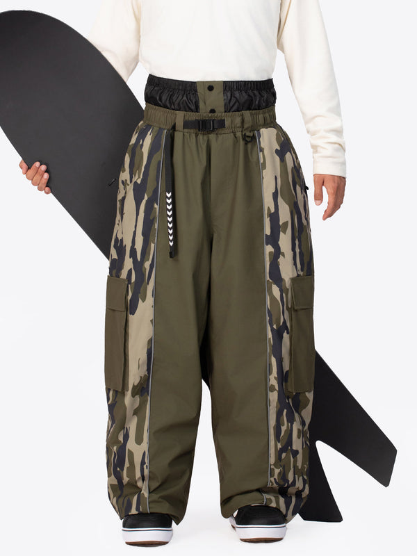 Pantalon de neige extra ample Wild Motion pour homme, à blocs de couleurs réfléchissants.