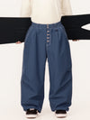 Pantalon de travail en denim brut à rivets pour homme, coupe oversize, avec double poche arrière.