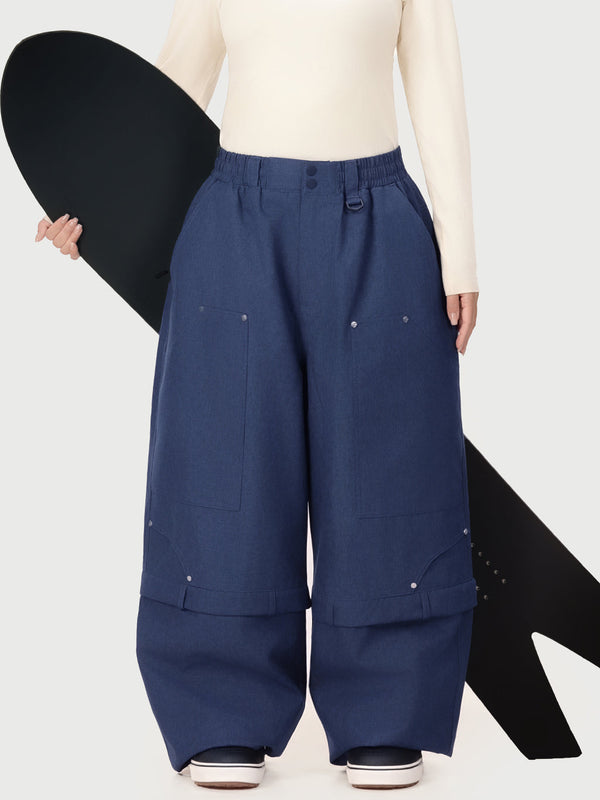 Pantalon de neige cargo utilitaire UrbanCraft pour femme, à double genouillère et empiècements renforcés par rivets