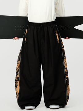 Pantalon de ski freestyle extra ample Hyper Flux pour homme, fermeture éclair latérale, empiècement graffiti.