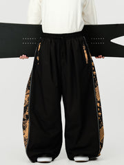 Pantalon de ski freestyle extra ample Hyper Flux pour homme, fermeture éclair latérale, empiècement graffiti.