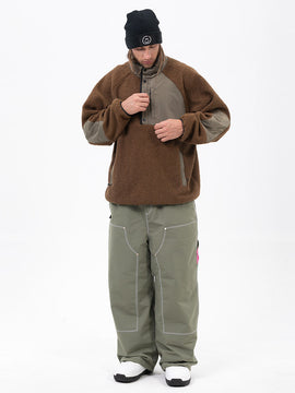 Ensemble pull en polaire sherpa pour homme et pantalon de ski ample style freerider urbain