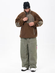 Ensemble pull en polaire sherpa pour homme et pantalon de ski ample style freerider urbain