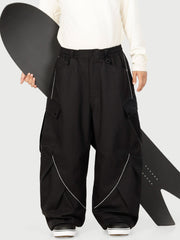 Pantalon de ski cargo utilitaire réfléchissant Camden Punk pour homme – Coupe ample et décontractée