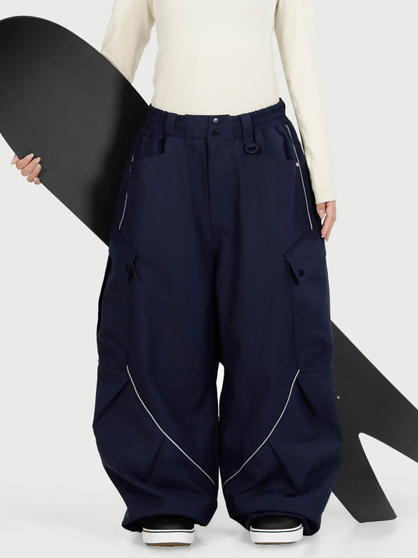 Pantalon de ski cargo utilitaire réfléchissant Camden Punk pour femme – Coupe ample et décontractée
