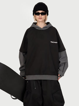 Sweat à capuche de ski freestyle Park Rider pour femme – Modèle 2 en 1 à plusieurs couches avec manches contrastées