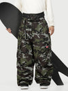 Pantalon de neige cargo ample et fonctionnel pour homme, avec ceinture utilitaire et poches multiples.
