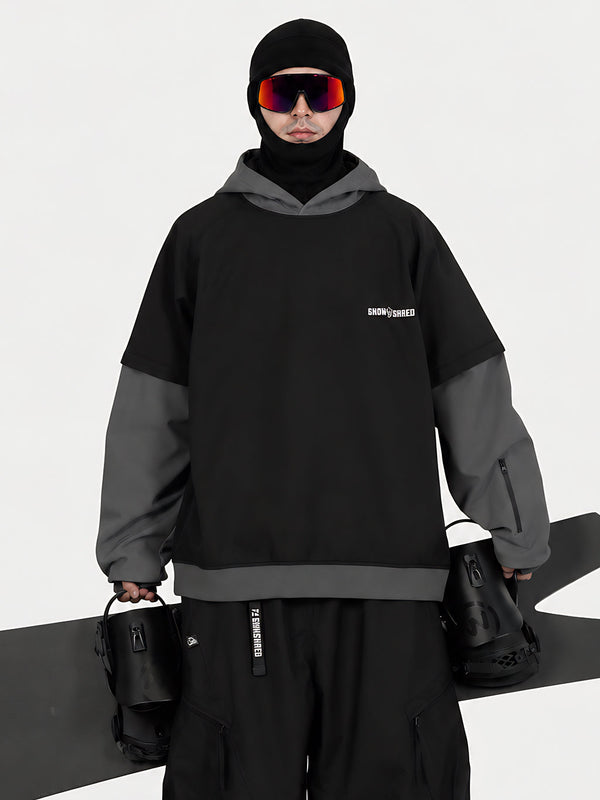 Sweat à capuche de ski freestyle Park Rider pour homme – Modèle 2 en 1 à plusieurs couches avec manches contrastées