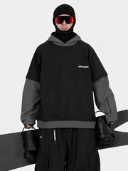 Sweat à capuche de ski freestyle Park Rider pour homme – Modèle 2 en 1 à plusieurs couches avec manches contrastées