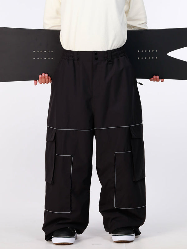 Pantalon de neige ample Nightline Park Rider pour homme, avec bandes réfléchissantes et poches cargo.