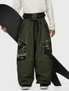 Pantalon de ski Wild Motion pour homme, multipoches, à blocs de couleurs réfléchissants et très ample.