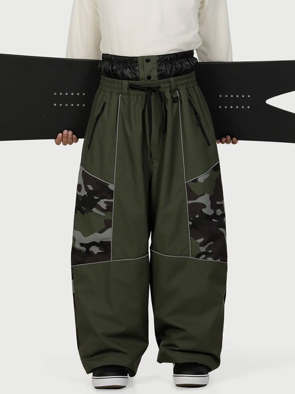 Pantalon de ski Wild Motion pour homme, multipoches, à blocs de couleurs réfléchissants et très ample.