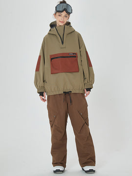 Veste bomber ample d'hiver pour femme avec poches cargo stylées et pantalon de snowboard