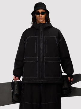 Veste de ski UrbanCraft Street Utility Freestyle pour homme – Capuche réfléchissante et design inspiré des vêtements de travail