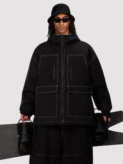 Veste de ski UrbanCraft Street Utility Freestyle pour homme – Capuche réfléchissante et design inspiré des vêtements de travail