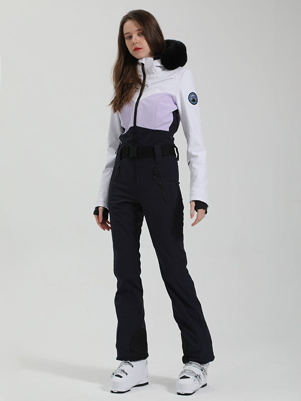 Combinaison de ski une pièce Gsou Snow Chic Iconic à bordure en fausse fourrure pour femme