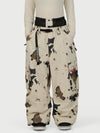 Pantalon de neige cargo ample et fonctionnel pour femme, avec ceinture utilitaire et poches multiples
