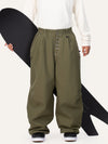 Pantalon de travail en denim brut à rivets pour homme, coupe oversize, avec double poche arrière.