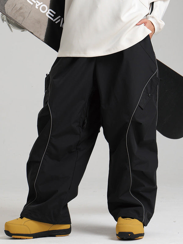 Pantalon de ski cargo ample et réfléchissant à bord lumineux Gsou Snow pour femme
