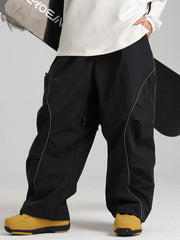 Pantalon de ski cargo ample et réfléchissant à bord lumineux Gsou Snow pour femme
