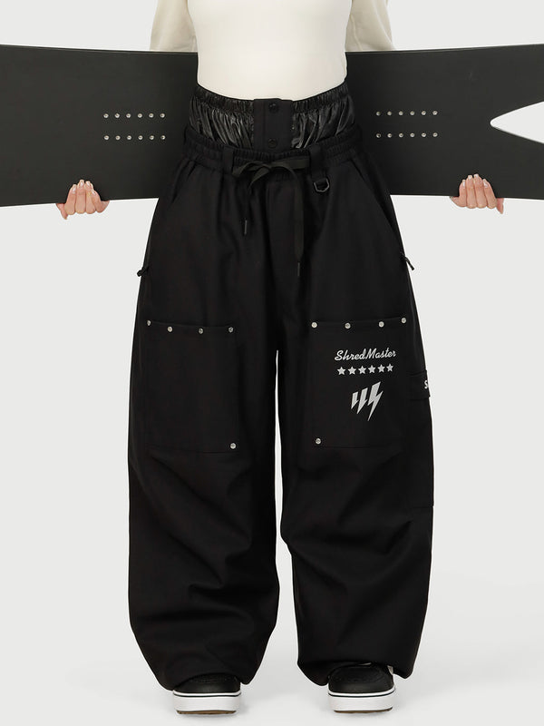 Pantalon de ski cargo utilitaire Camden Punk Rivet Street pour femme – Coupe ample et décontractée