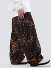 Pantalon de ski ample léopard double genou pour femme