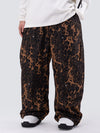 Pantalon de ski ample léopard double genou pour femme