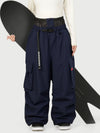Pantalon de neige cargo ample et fonctionnel pour femme, avec ceinture utilitaire et poches multiples