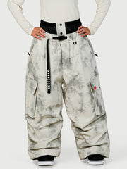 Pantalon de neige cargo ample et fonctionnel pour femme, avec ceinture utilitaire et poches multiples