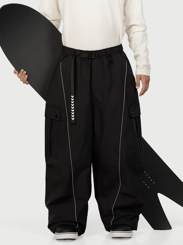 Pantalon de neige extra ample Wild Motion pour homme, avec poches cargo réfléchissantes.
