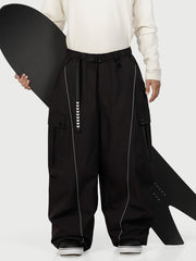 Pantalon de neige extra ample Wild Motion pour homme, avec poches cargo réfléchissantes.