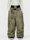 Pantalon de neige cargo ample et fonctionnel pour femme, avec ceinture utilitaire et poches multiples