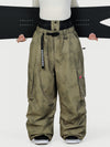 Pantalon de neige cargo ample et fonctionnel pour femme, avec ceinture utilitaire et poches multiples