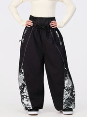 Pantalon de jogging ample pour femme, style jogging, avec empiècements et bandes réfléchissantes, style graffiti, couleur Hyper Flux.