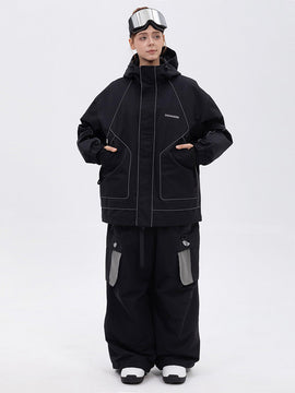 Ensemble veste de ski réfléchissante NightRide Chill pour femme et pantalon cargo ample