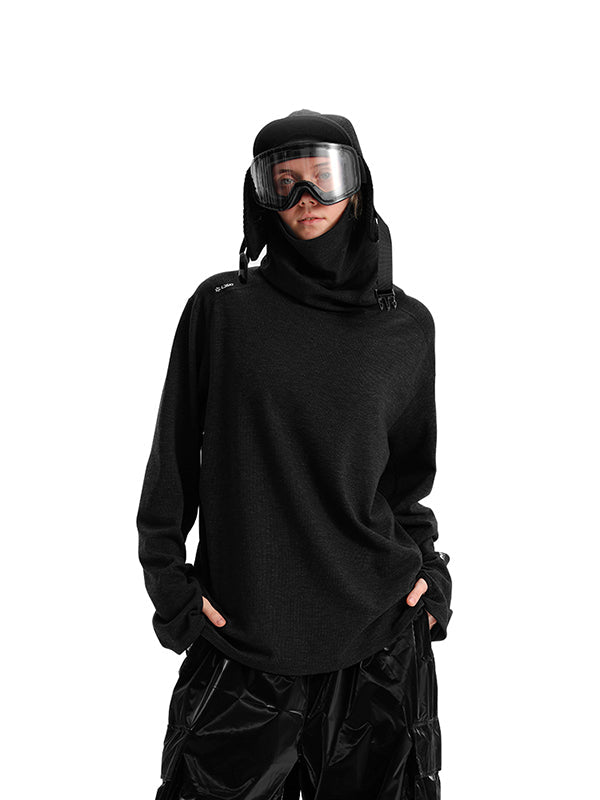Pull de ski d'hiver chaud à col montant pour femme, taille L, sous-couche de ski