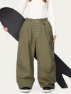 Pantalon de ski en denim brut à rivets pour femme – Coupe oversize avec double poche arrière