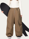 Pantalon de ski en denim brut à rivets pour femme – Coupe oversize avec double poche arrière