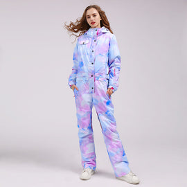 Combinaisons de ski une pièce pour femmes, imprimées de couleurs fantaisie