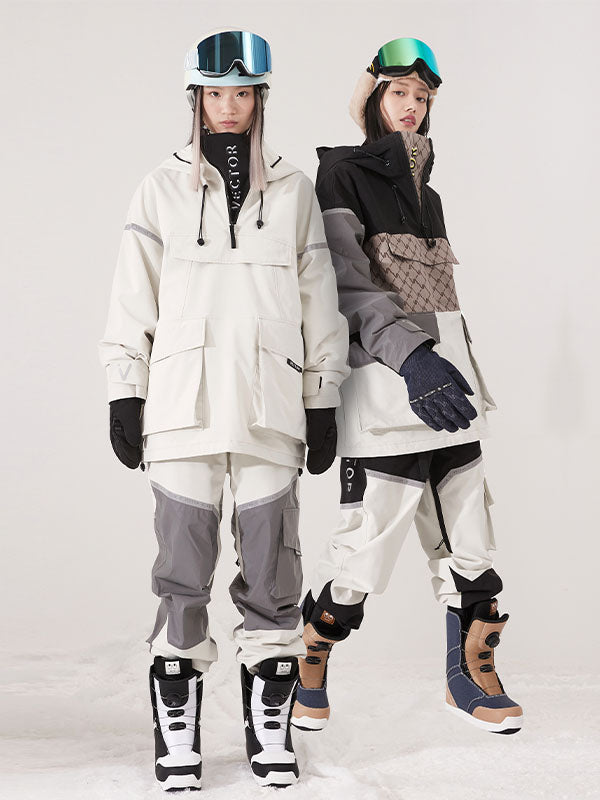 Veste anorak d'hiver unisexe réfléchissante et colorée pour femme et snowboard Vector
