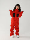 Combinaison de ski une pièce pour enfant, motif guerrier de l'hiver, pose aérienne